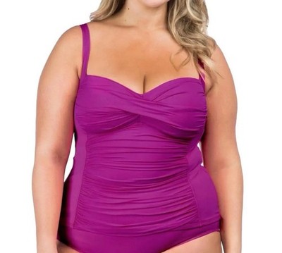 La Blanca Island Goddess Twist Front Ruched One-Piece Tummy Control Swimsuit 20W