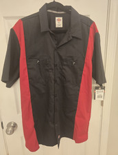Dickies Men's XL Black/Red Short Sleeve Button-Front Twill Work Shirt