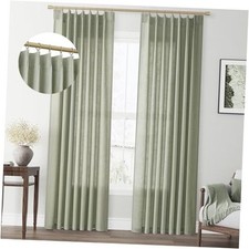 Pinch Pleat Linen Curtains 84 Inch Length 2 40"W x 84"L Pack of 2 Sage Green
