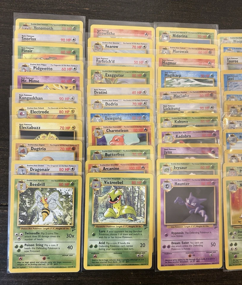 Pokemon Complete Non Holo Base Set 2 Set 21-130 Cards Mostly LP - Image 2 of 4