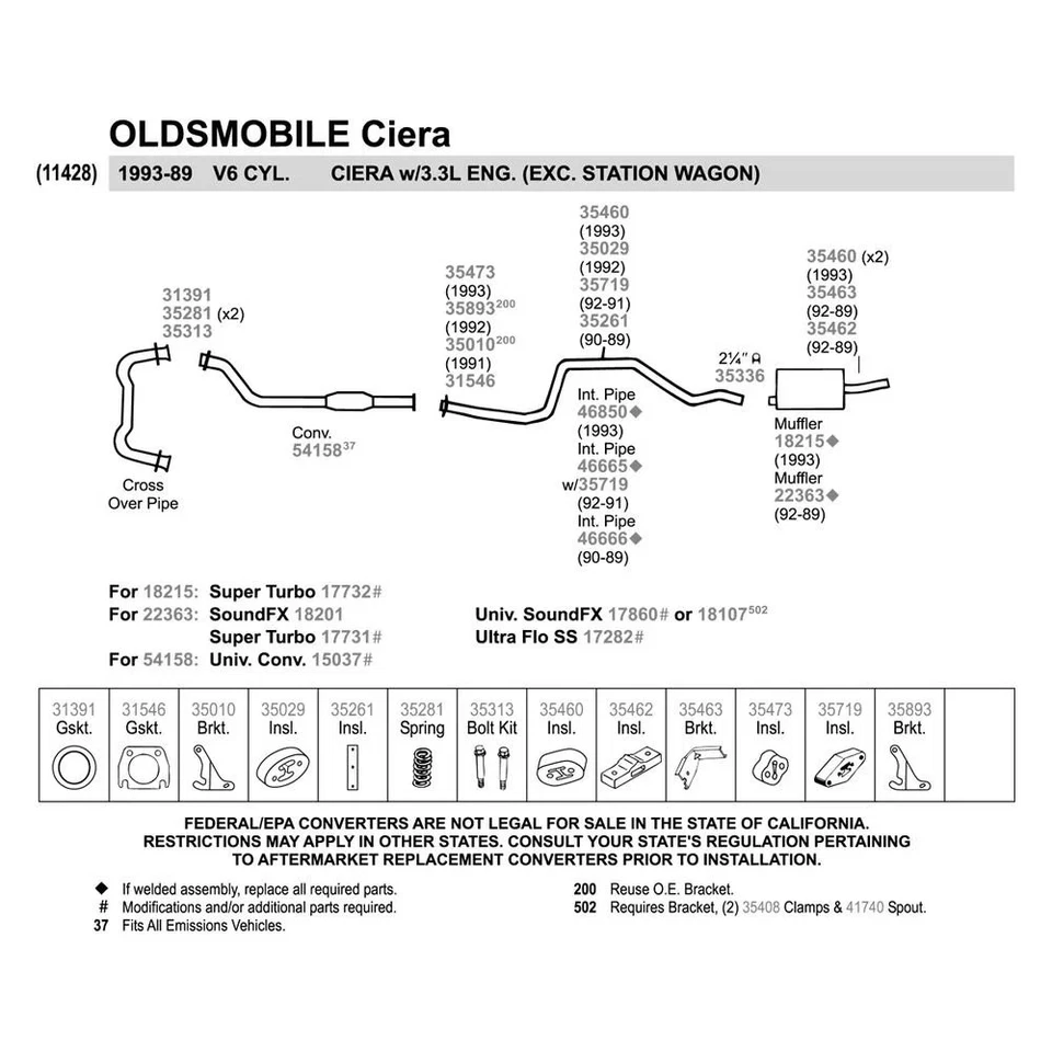 For Buick Century 87-92 Walker 46665 Aluminized Steel Exhaust Intermediate Pipe - Image 4 of 4