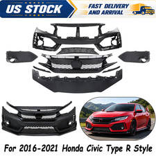 For 2016-2021 Honda Civic Type R Style Front Bumper Cover Kit With Grille Lip For 2016-2021 Honda Civic Type R Style Front Bumper Cover Kit With Grille Lip