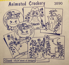 Aunt Martha  s 3890 Animated Crockery Owl Coffee Hot Iron Embroidery Transfer