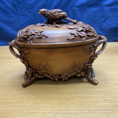 Ornate Oriental Accent Hand Painted Resin Jewelry Casket/Dresser Box