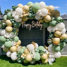 Party Deko XXL Ballon Girlande Hochzeit Geburtstag grün Gold Pastell Babyparty