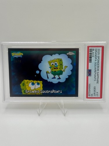 2025 Topps Chrome SpongeBob Sapphire Grandpa SquarePants Black /10 #37 PSA 10