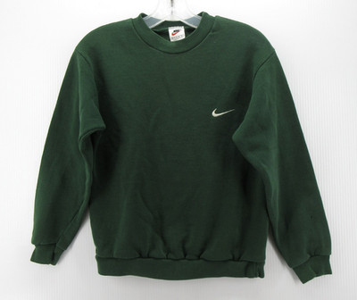 VINTAGE Nike Sweatshirt Boys Medium Green Pullover 90s Chest Logo USA Made *