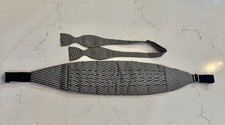 Robert Talbott Men's Tuxedo Bow Tie Cummerbund Black And White Pattern
