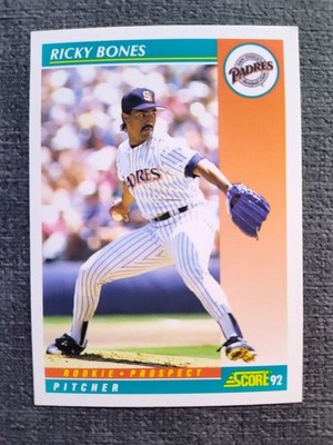1992 Score - Ricky Bones #758 Rookie Prospect on Front San Diego Padres 