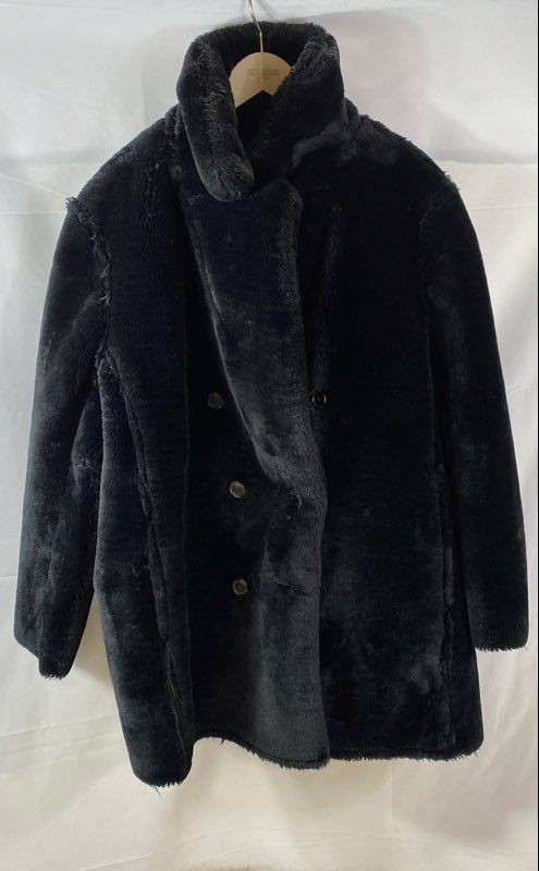 J.Crew Women's Black Faux Fur Plush Double Breasted Coat Jacket NWT Size 2X