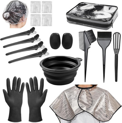 19PCS Professional Hair Bleach & Coloring Kit with Brush Bowl Clips Applicator