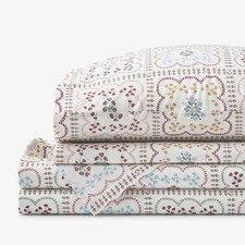 Rifle Paper Co.Lottie Classic Cool Cotton Percale Bed Sheet Set - Ivory Multi,