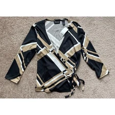 Vintage New York & Company Blouse Medium Wrap Retro 90s Y2K Side Tie Retro New