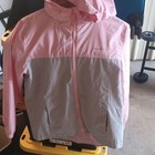 Eddie Bauer Girls Hooded Full Zip Windbreaker Jacket Colorblock Pink/Gray 14-16 — photo 1