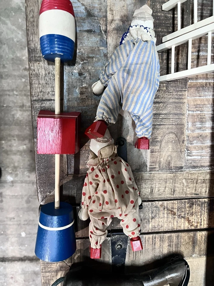 ANTIGUOS PAYASOS DE CIRCO SCHOENHUT JOROBADOS (2) Burro, Elefante, Escaleras Foto 3 de 4