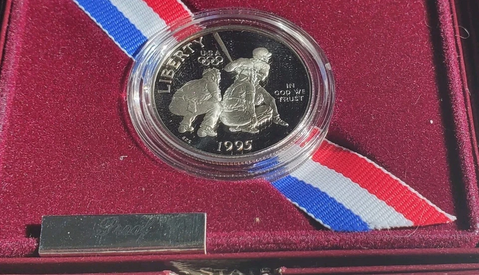 1992-95 PF & Unc Olympic Gymnastics Commemorative Half Dollar 4 Sets 8 Coins - Image 2 of 4