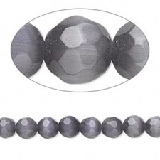 Bead, Mountain Purple Cat's Eye Fiber Optic Glass 6mm Faceted 65  