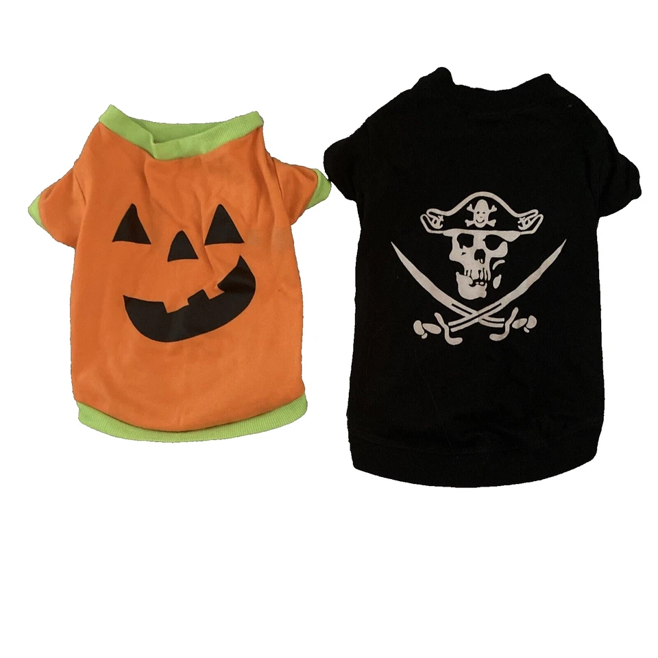 2 Camisas Perro Halloween 🎃 Talla Mediana 12-16" Disfraz Calabaza/Pirata Foto 2 de 4
