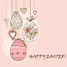 Happy Easter Flower Eggs Square Car Bumper Sticker Decal