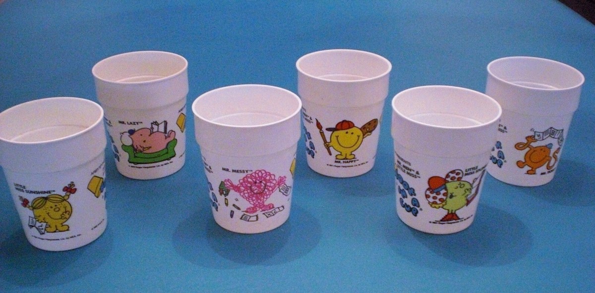 Arby's 1985 - Mr. Men & Little Miss - Kids Meal Cups - 6 Different