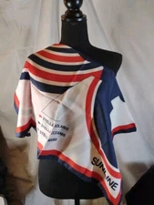 Vintage 60s Sunline Cruise Ship Line Square Scarf Red/White/Blue - Made In Italy