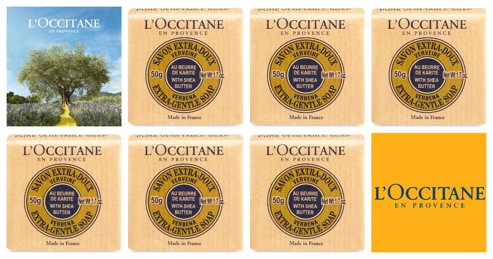 L’Occitane Shea Verbena Extra-Gentle Soap (6 x 50g) Paper Wrapped - NEW