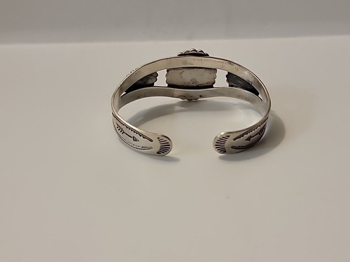 Brazalete con caña de piedras turquesa de plata esterlina 925 con poste comercial Bell - Imagen 3 de 7