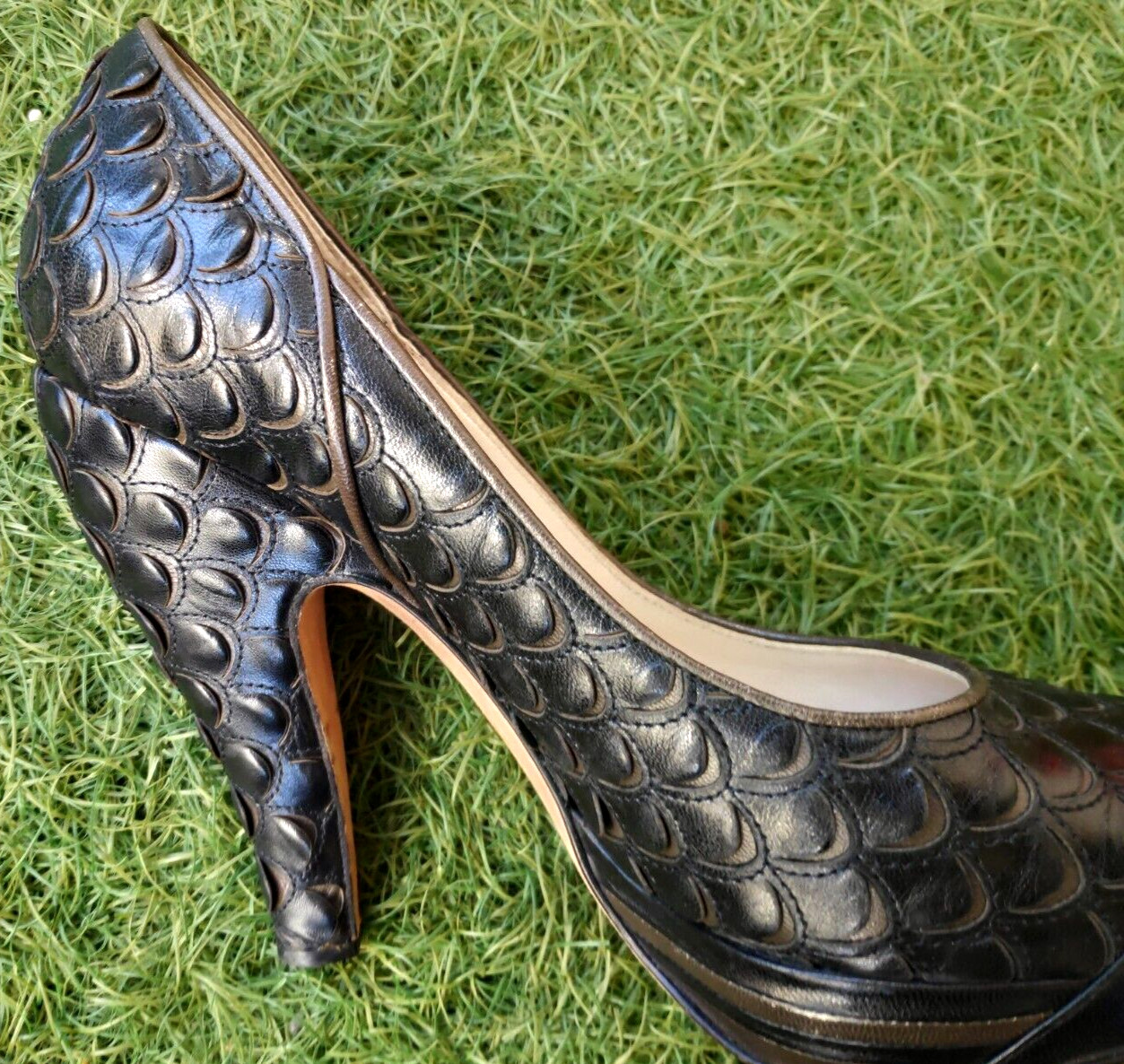 Christian Dior Python Scales Black Leather Pumps … - image 4