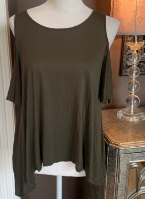 Soprano Forest Green Cold Shoulder Top Scarf Hem Size Medium Junior EUC