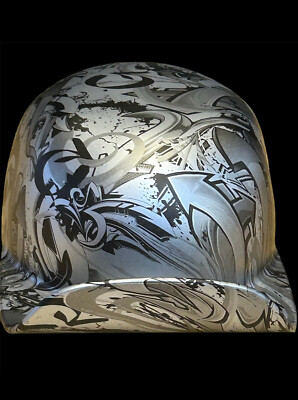 dipping motorcycle helmet Custom Hydro Dipped Metallic Silver Graffiti 2.0 Mikes ProLid novelty helmet