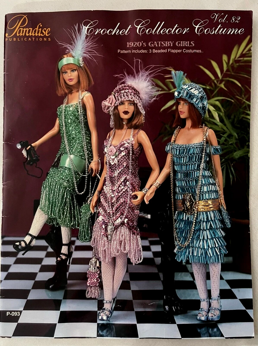 1920s Bead Sequins Gatsby Girls 3 Flapper Dresses Crochet Patterns