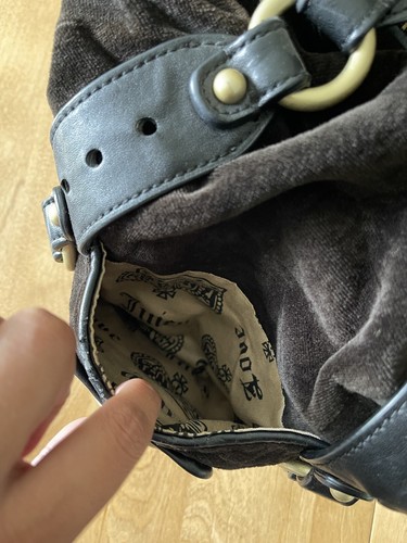 Vintage Y2K Juicy Couture Croc-Embossed Velour Black Satchel Bag - Picture 9 of 24