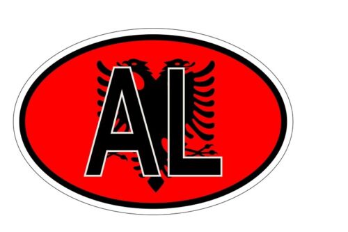Sticker Oval Flag Code Country Al Albania
