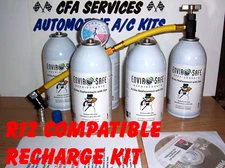 1995-OLDER R12 CAR/ A/C REPLACEMENT KIT/6 Cans ENVIROSAFE REFRIGERANT +GAUGE+DVD