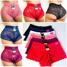 Boyshort Lace Shortie 3/6/12 Brief Boxer Lace Undies Panties Underwear 2101 S-4X