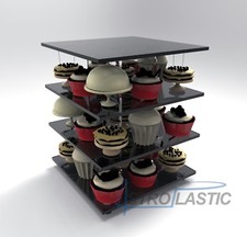 Espositore in plexiglas 4 alzate per torta cubo Rubik cupcake Muffin biscotti