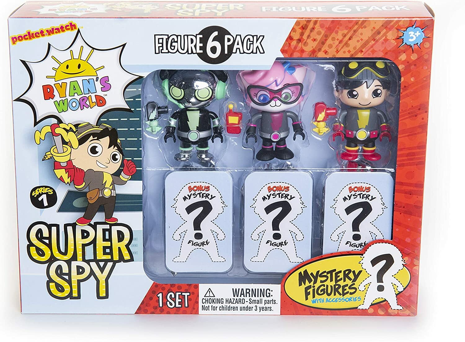 RYAN'S WORLD 6 Pack Super Spy Figures 