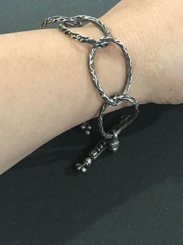 THE ETERNAL VINE OVALE CORDOLO LINK di BLOODLINE BRACCIALE Argento Sterling 20mm Sini - Foto 7 di 10
