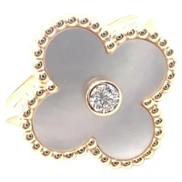 Van Cleef & Arpels Vintage Alhambra 18k Yellow Gold Mother Of Pearl Diamond Ring