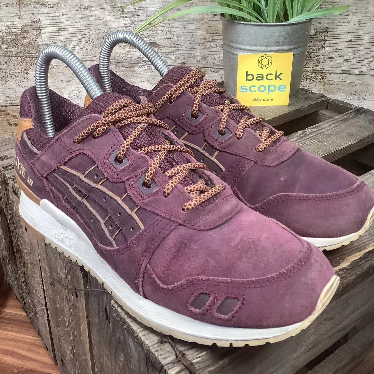 UK5 Asics GEL LYTE III Purple Suede Retro Style Comfort Trainers