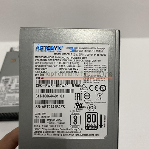 1PCS Cisco C9K-PWR-650WAC-R AC Power Supply 650W