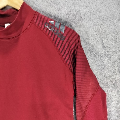 Adidas Mens Track Top Medium Red Burgundy Long Sleeve Logo Training Gym Sport - Picture 4 of 9