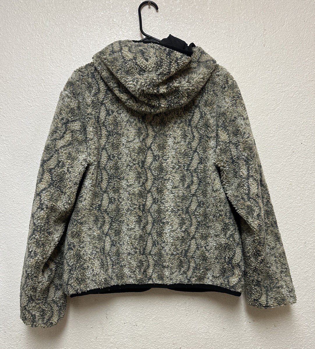 Stussy Snake Jacquard Reversible Sherpa Hooded Jacket Men's Sz