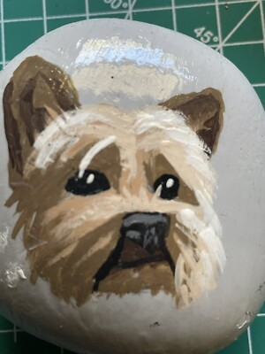 Painted Rocks Yorkie Handmade Hand Painted Yorkie Dog Rock Stone Miniature Painting Art Work ...