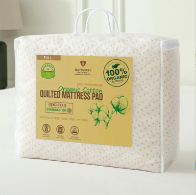 Luxury Organic Cotton Waterproof Mattress Protector - Full Size, Deep Pocket
