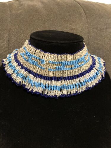 Hand-Crafted Beaded Native Collar Necklace - image 1