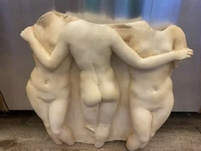 Vtg Plaster Wall Hanging THREE GRACES Nude Bust Metro Museum Art Repro ‘93