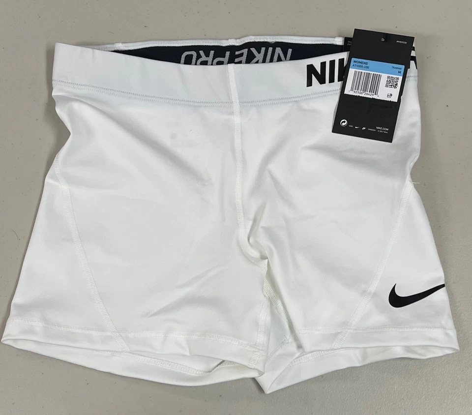 NIKE WOMEN COMPRESSION SHORTS WHITE / BLACK AT4555-100 MEDIUM - Image 4 of 4