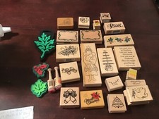 Lot of 25 Christmas Stamps 22 wood 3 foam
