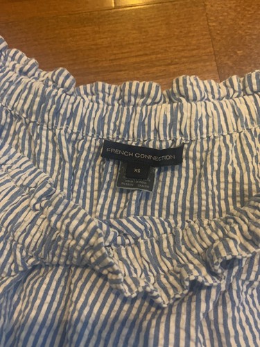 French Connection Belle Schulterfreies Kleid Seersucker Ösen XS - Bild 7 von 8